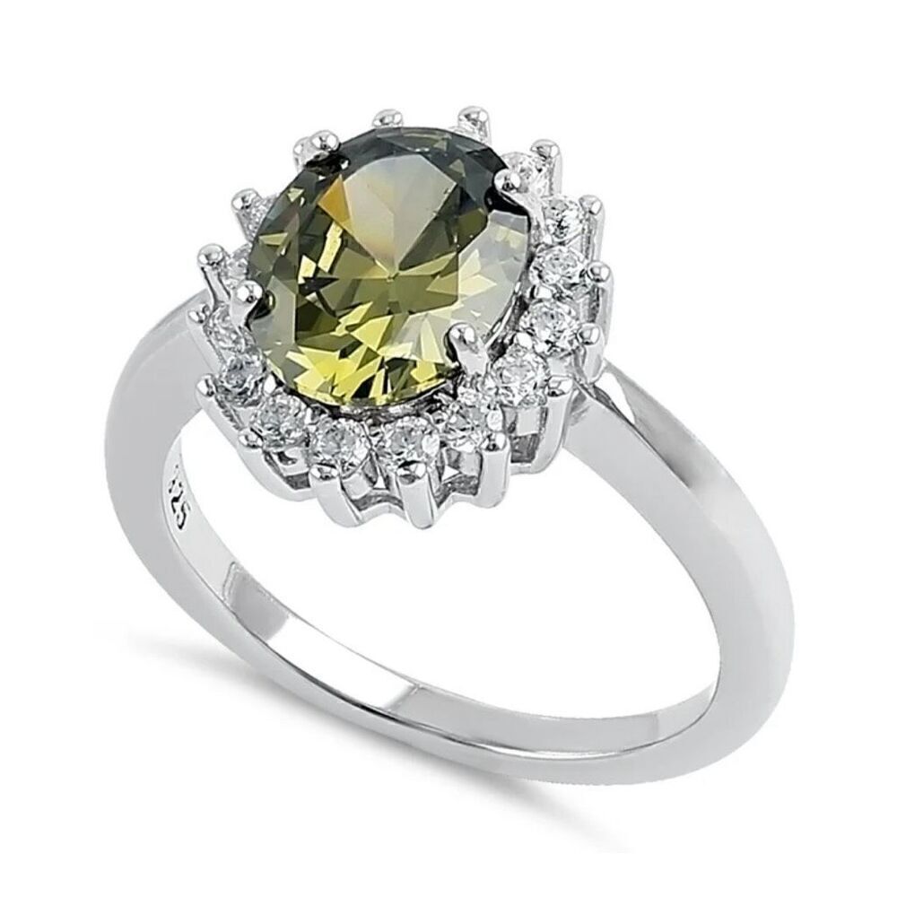 New Sterling Silver Peridot Oval Ring